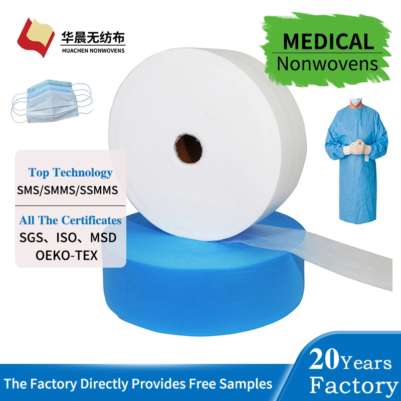 Anti-Bacterial Eco-Friendly Breathable Anti-Static Hospital Face Mask SMS SMMS Smmms Non Woven Dyed 100% Polypropylene SMS PP Spunbond Nonwoven Fabric
